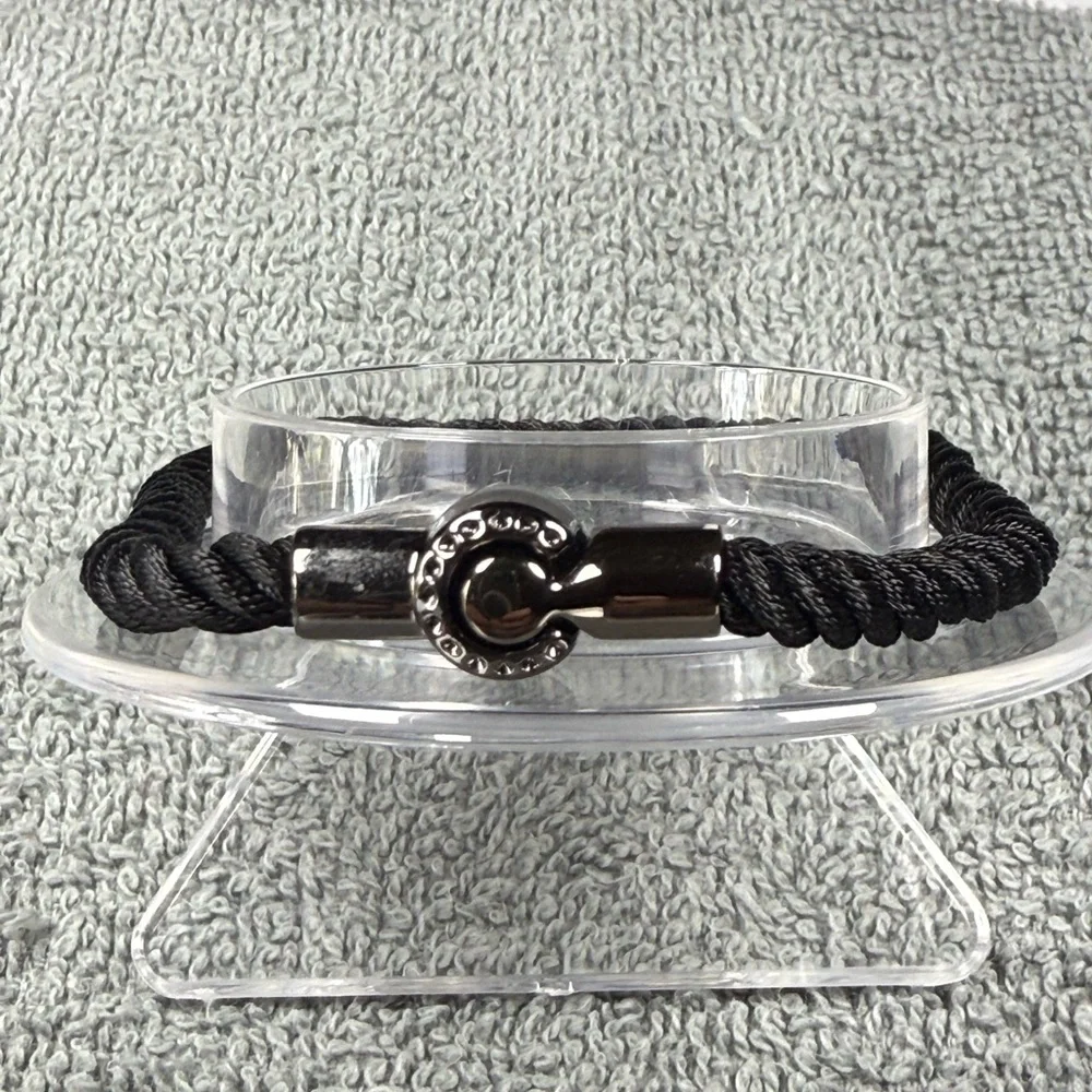 Elegant Black Rope Bracelet with Silver Accent
